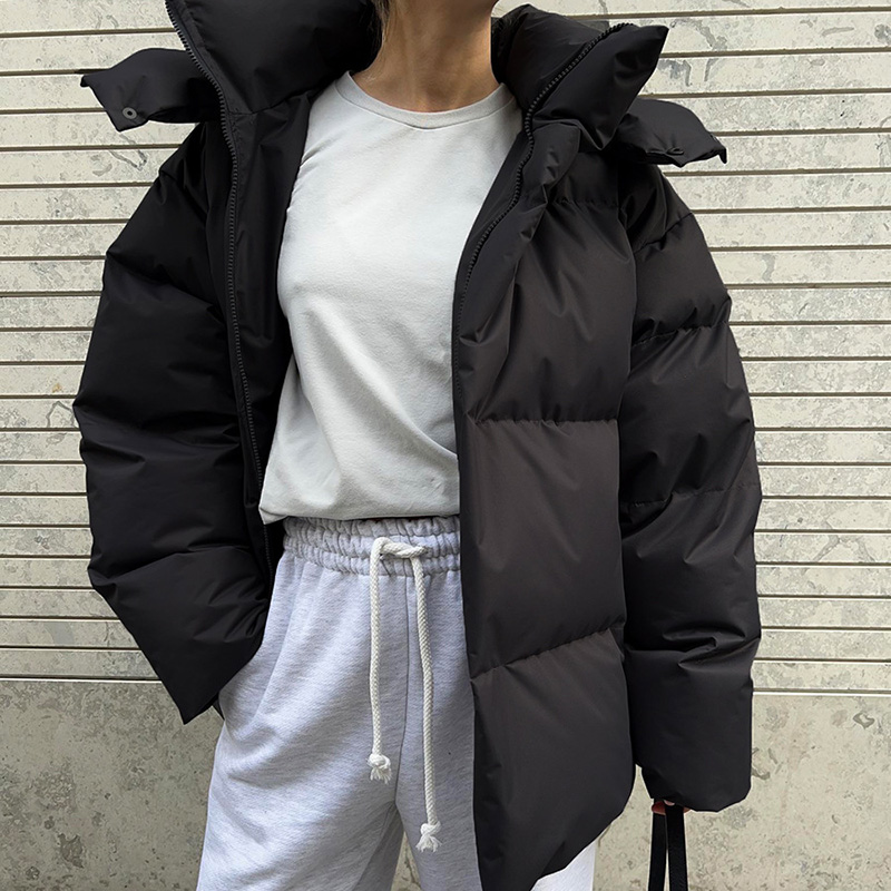暖かい綿のふくらんでいるジャケット,女性用,ルーズコート,ヴィンテージのパーカー,ファッショナブルなアウター,オフィスアウター,冬,2024
