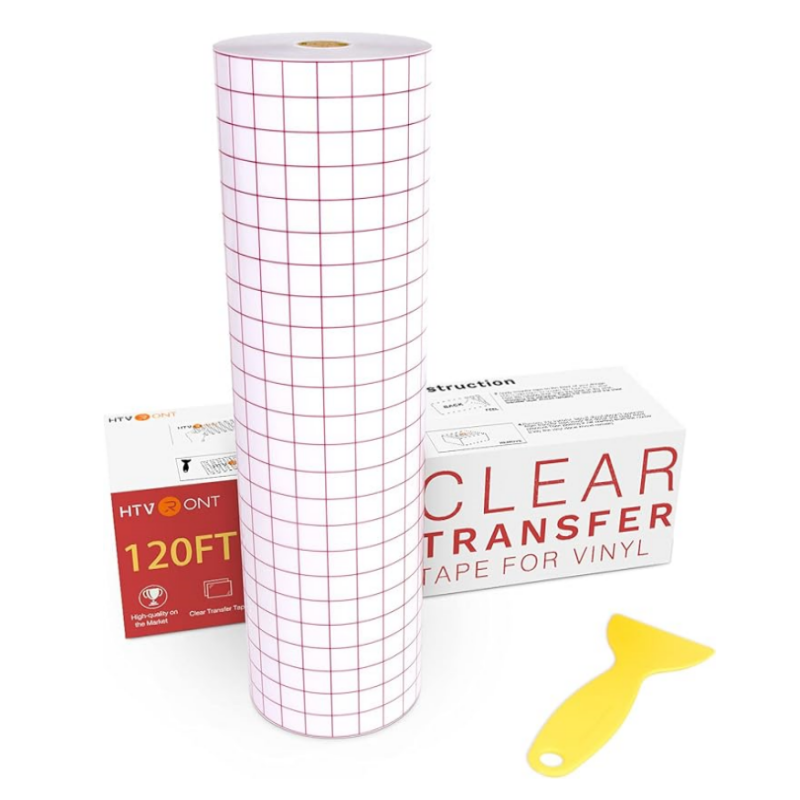 Pita Transfer HTVRONT untuk Vinyl - 12' X 120 FT dengan Kertas Transfer Garis Penyelarasan Merah, Pita Transfer Vinyl Daya Rekat Sedang untuk Perekat