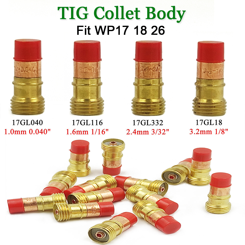 4/8 Uds 1,0/1,6/2,4/3,2mm cuerpo de pinza de lente de Gas TIG 17GL040 17GL116 17GL332 17GL18 para accesorios de soplete de soldadura TIG WP17 18 26
