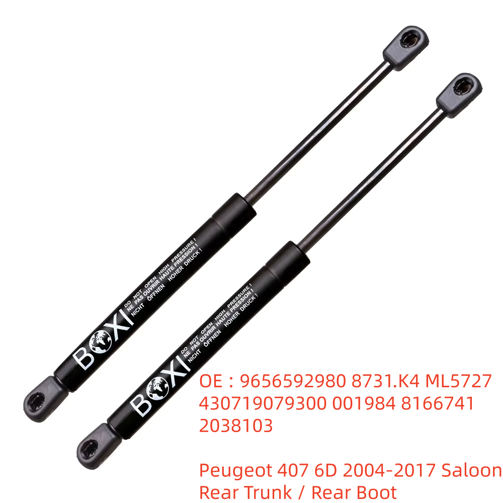 BOXI 2 Piezas Amortiguadores Traseros para Maletero Peugeot 407 6D 2004-2017 Sedán 9656592980 8731K4 ML5727 Resortes de Gas Soportes de Elevación