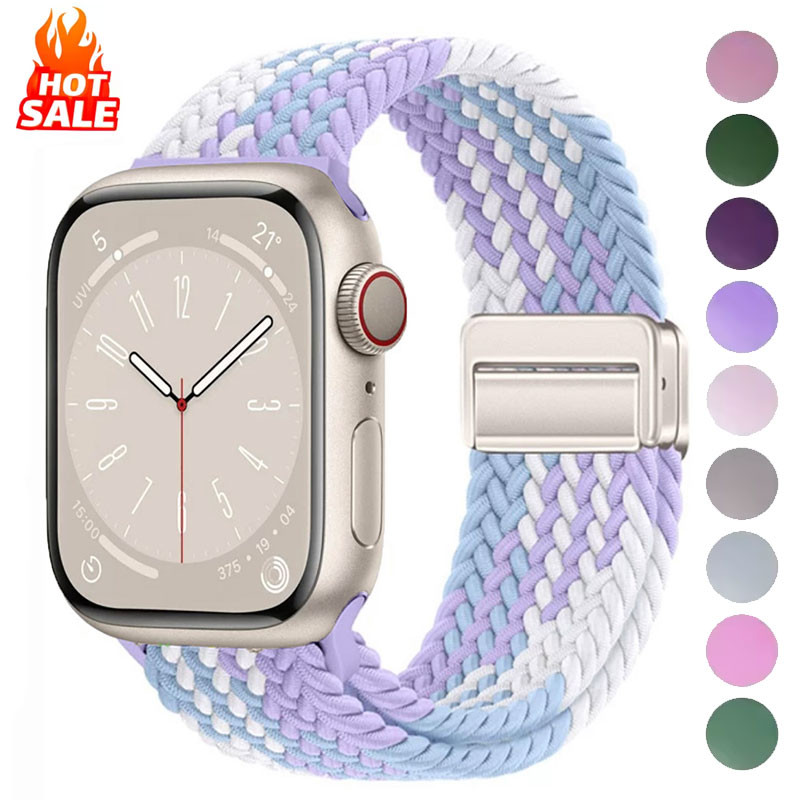 Bracelet tressé en Nylon Compatible pour Apple Watch S10 46mm 44mm 40mm 45mm 49mm 41mm 38mm iWatch série se 10 7 3 5 6 8 9 Ultra
