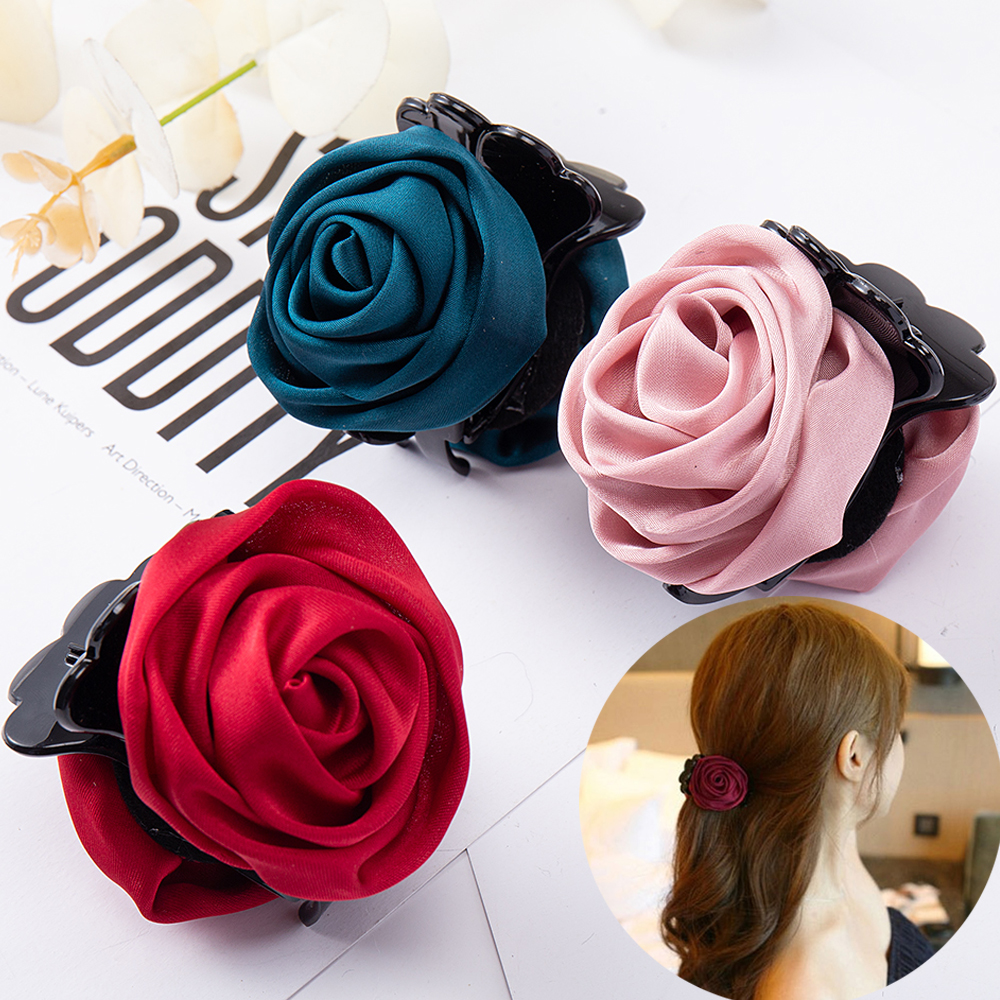 Kobiety Rose przypinki do włosów w kształcie kwiatów krab kucyk trzymaj szpilka słodkie włosy udekoruj zębate spinki do włosów moda akcesoria do włosów nakrycia głowy