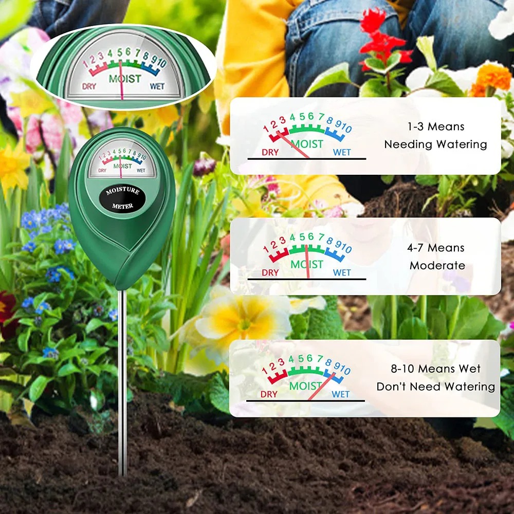 Medidor de Humedad del Suelo, Sensor Higrómetro para Jardinería, Medidor de Humedad del Suelo para Plantas de Interior, Césped, Sin Necesidad de Baterías