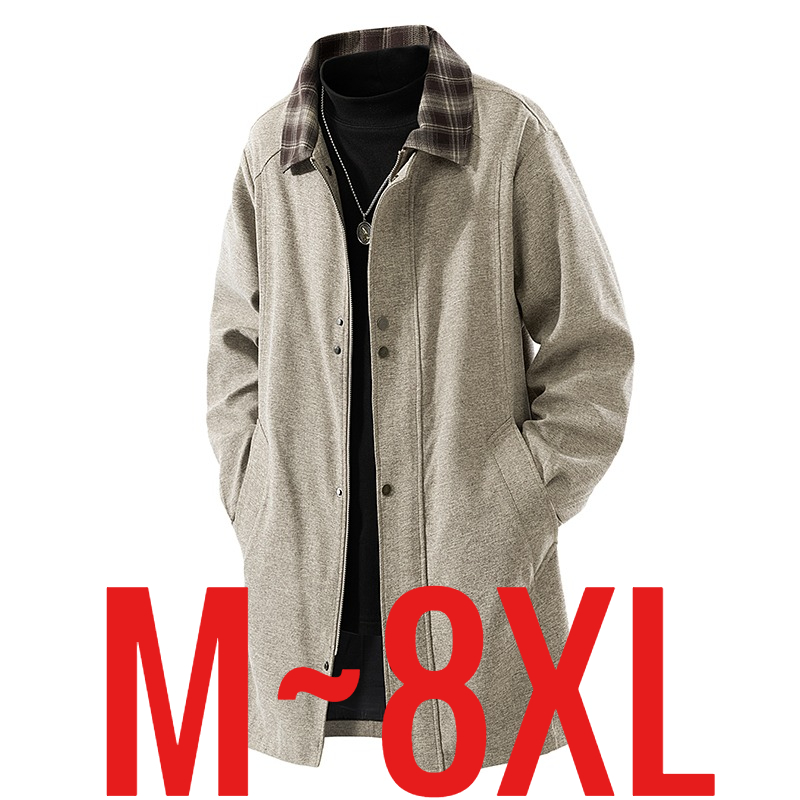 Große Größe 8XL Männer Lange Trenchcoat Britischen Stil Vintage Windjacke Männlich England Business Klassische Winter Khaki Jacke Plus Große