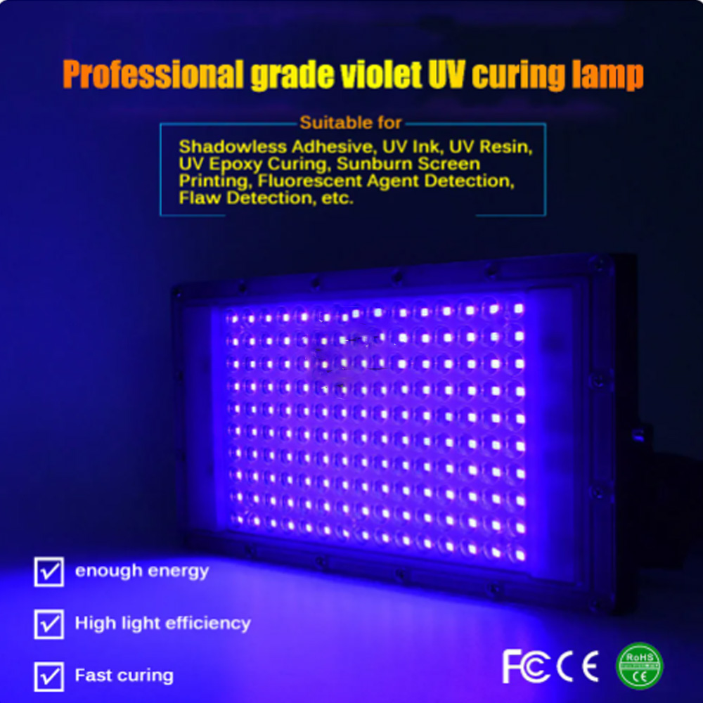 220V 50W 100W 200W 300W 395NM 405nm 365nm LED Ultraviolet UV Lamp afdrukken Spuiten Schilderen Hars inkt UV Lijm Curing Lamp