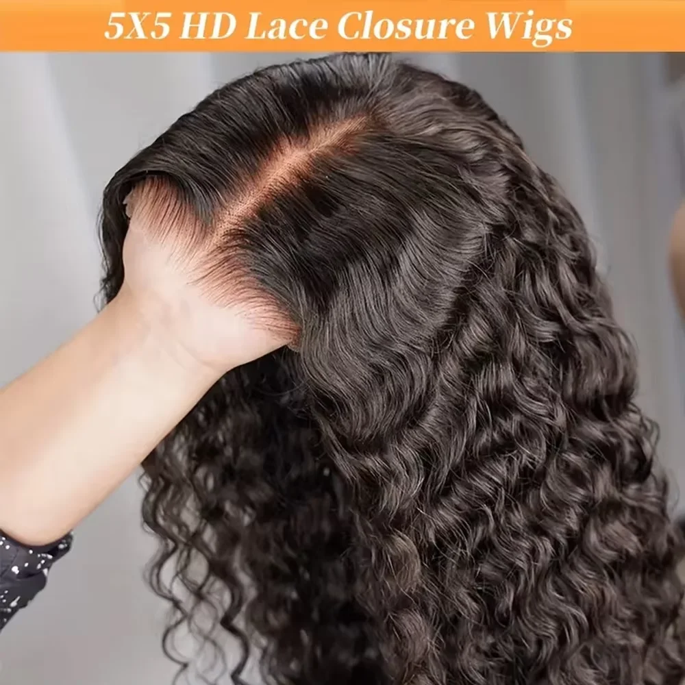 250% Glueless Deep Curly Wave Wig Ready To Wear 5x5 HD Lace Closure Wig Pre Cut No Glue 13x4 13x6 Deep Wave Lace Froontal Human Hair Wigs Women