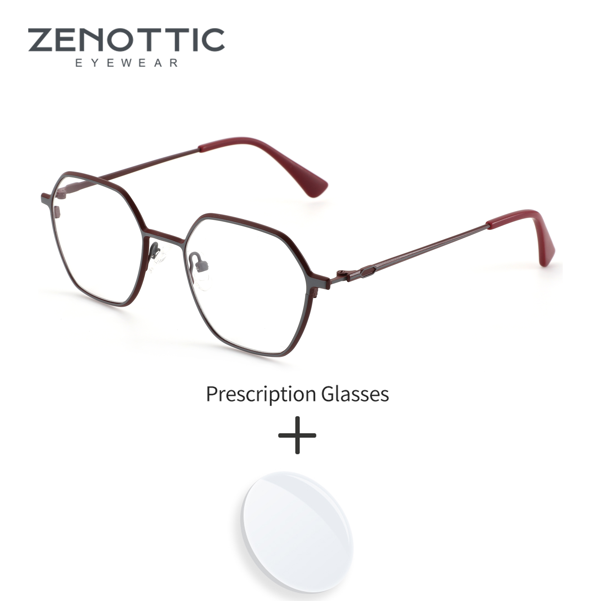 ZENOTTIC XXS Size Metal Prescription Glasses For Men Women Polygon Anti Blue Light Photochromic Optical Lenses With Recipe