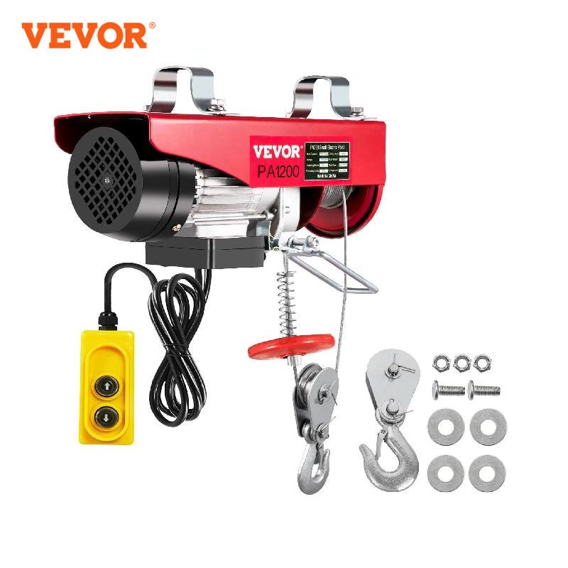 VEVOR Treuil à Câble Électrique 600/1200 kg Palan Électrique avec Télécommande, Treuil-Palan Électrique 2000W 1300/2600lb, Treuil à Distance Fiable avec Câble 1,5m pour Maison Atelier Garage Entrepôt