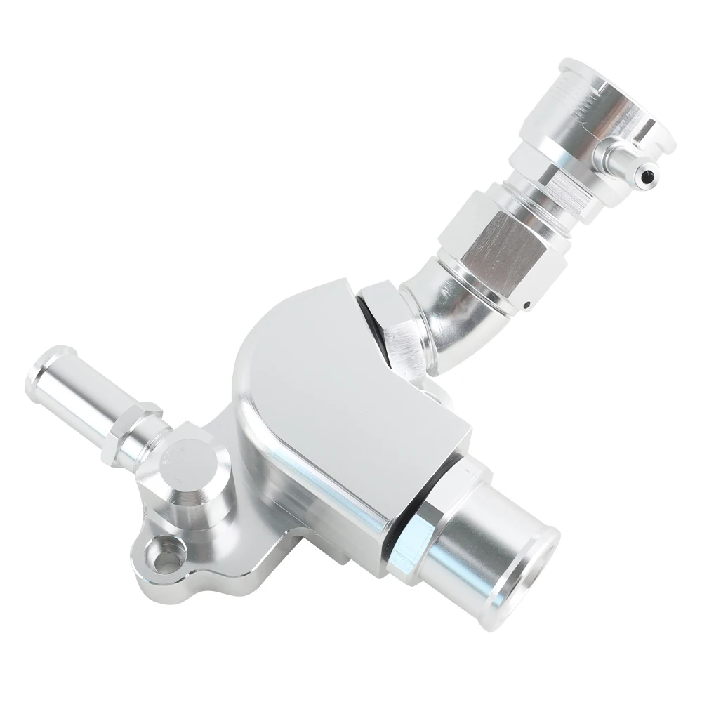 Aluminum K Series Silver Upper Coolant Housing W/ Filler & 1.25" Hose Fitting For Honda K20A/2/3 K20Z1/K24A1