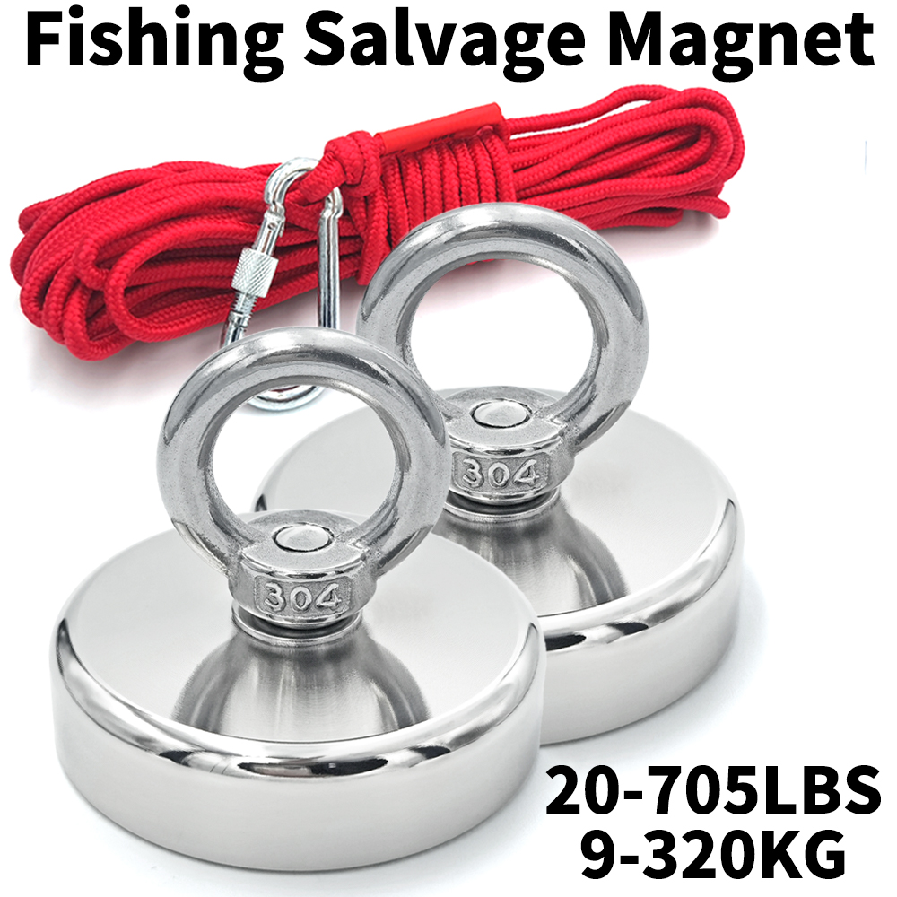 Gancho Magnético de Pesca de Neodímio Super Forte D16~D42mm N52, Neodímio de Terras Raras de Alta Resistência com Furo Escareado e Olhal Magnético para Salvamento