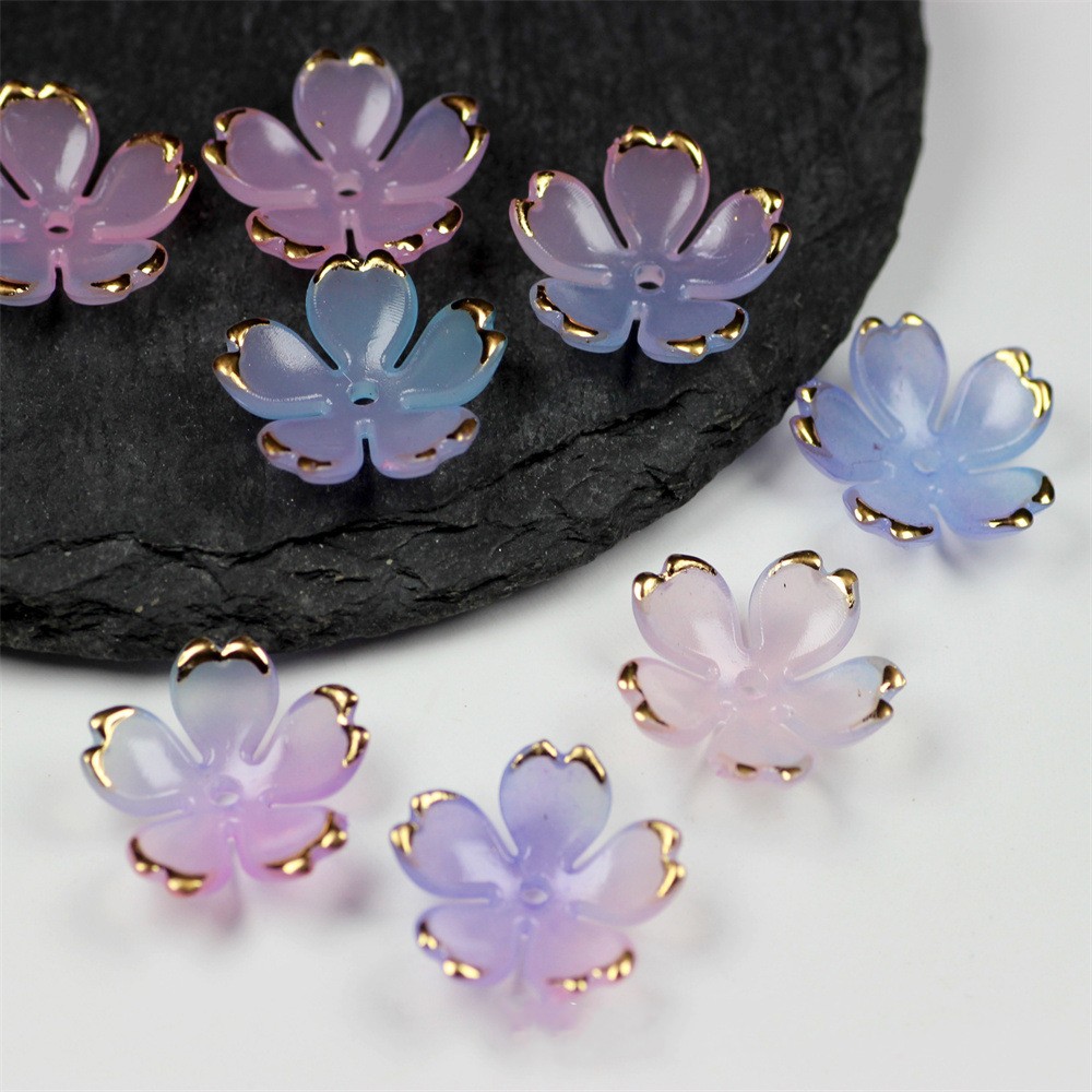 50 unids/lote 19MM borde dorado espaciador de flores cuentas acrílicas sueltas para hacer joyería pulsera collar pendiente accesorios para manualidades DIY