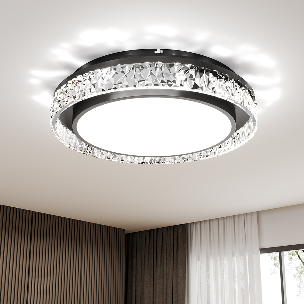 ไฟติดเพดาน LED แบบฝังอะคริลิกทรงกลมสีดำทันสมัย