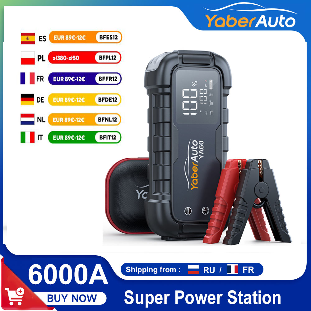 6000A Jump Starter 150 Вт DC PD45W Автомобильное зарядное устройство 3,3 светодиодный экран 600 люмен Зарядное устройство для фонарика Супер пусковое устройство