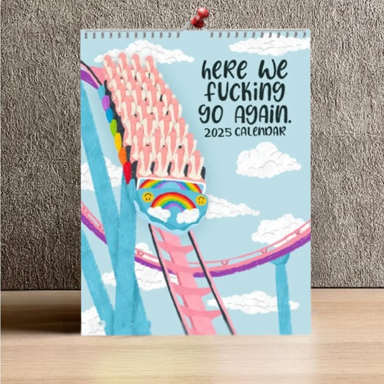 Here We Go Again 2025 Calendar Novelty Planning Wall Calendar Note Pads for Home Office Fun Hanging Month Calendar