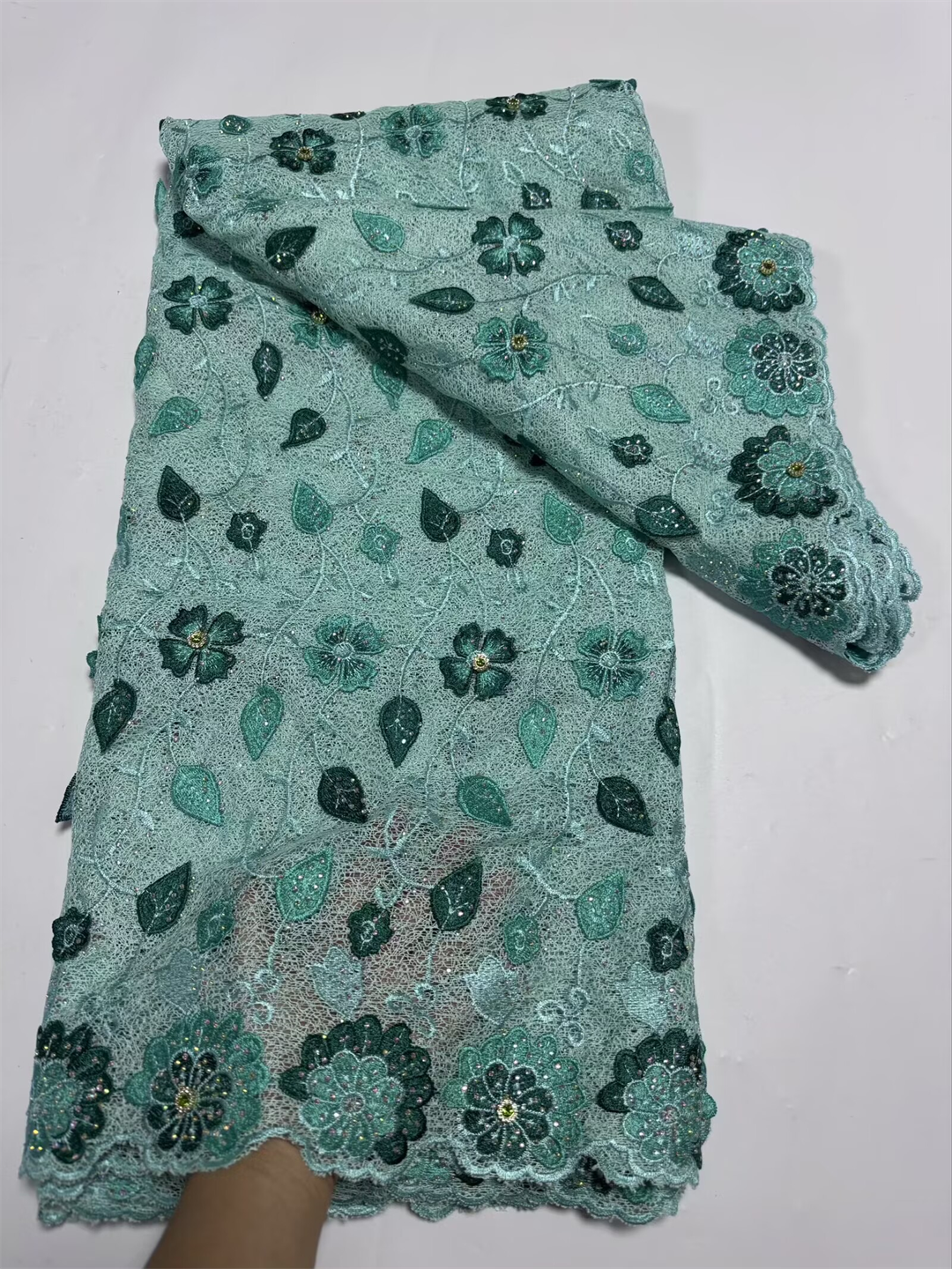 High Quality African 3D Applique Embroidery Mesh Guipure Cord Lace Fabric Nigeria Water Soluble Lace Fabric For Women Dress Sew