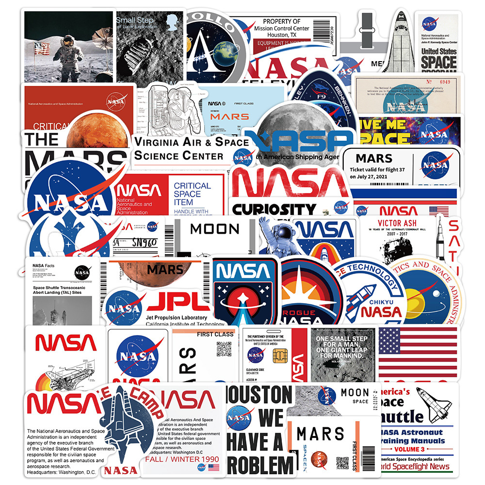 50 個新しい NASA 宇宙飛行士宇宙ステーション漫画ステッカームーンロケットスペース荷物落書きステッカー