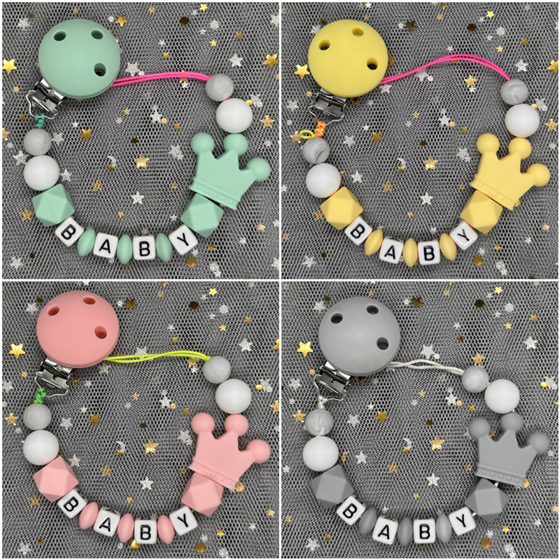 Nome personalizado silicone bebê chupeta clipes nome personalizado colorido chupeta correntes dentição bpa livre silicone ábaco manequim presente