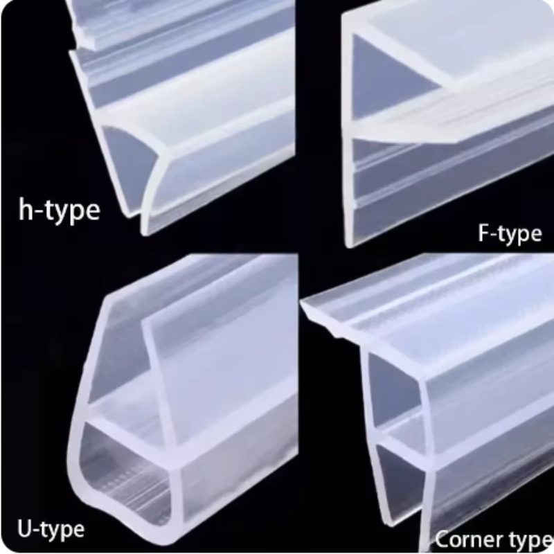 2 Meter verbreiterter F/h-förmiger Silikonkautschuk, rahmenloser Duschraum-Tür-, Fensterglas-Dichtungsstreifen, Dichtungsstreifen für 6/8/10/12 mm Glas