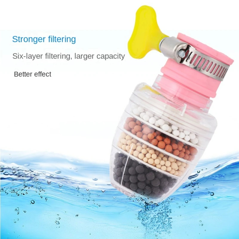 Purificador de grifo con filtro de agua de 6 capas, boquilla de carbón de coco de piedra médica para grifo, accesorios de cocina, filtro de agua para el hogar