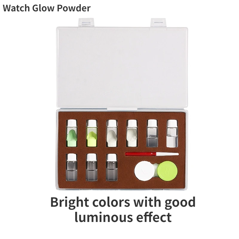 4-Farben-Uhr-Fluoreszenzpulver-Set, Mischflüssigkeit, professionelles Uhren-Leuchtpulver für Uhrmacher-Reparatur-Werkzeug