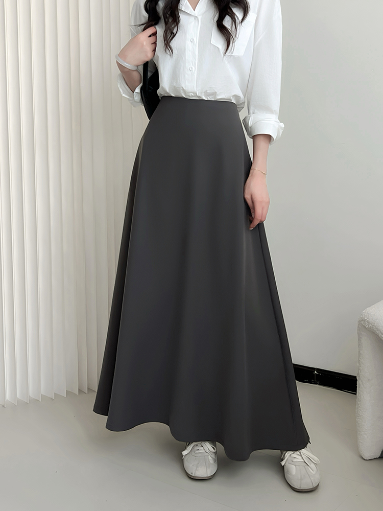 TIYIHAILEY ロングマキシ Aライン ハイウエスト レディース 春秋 ビッグヘムスカート ブラック グレー レディーススカート OL スリットスカート カスタムメイド