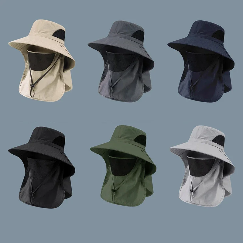 Zomerzonhoeden UV-bescherming Outdoor Jacht Vissen Cap Voor Mannen Vrouwen Wandelen Camping Vizier Emmer Hoed Nekflap Vissershoed