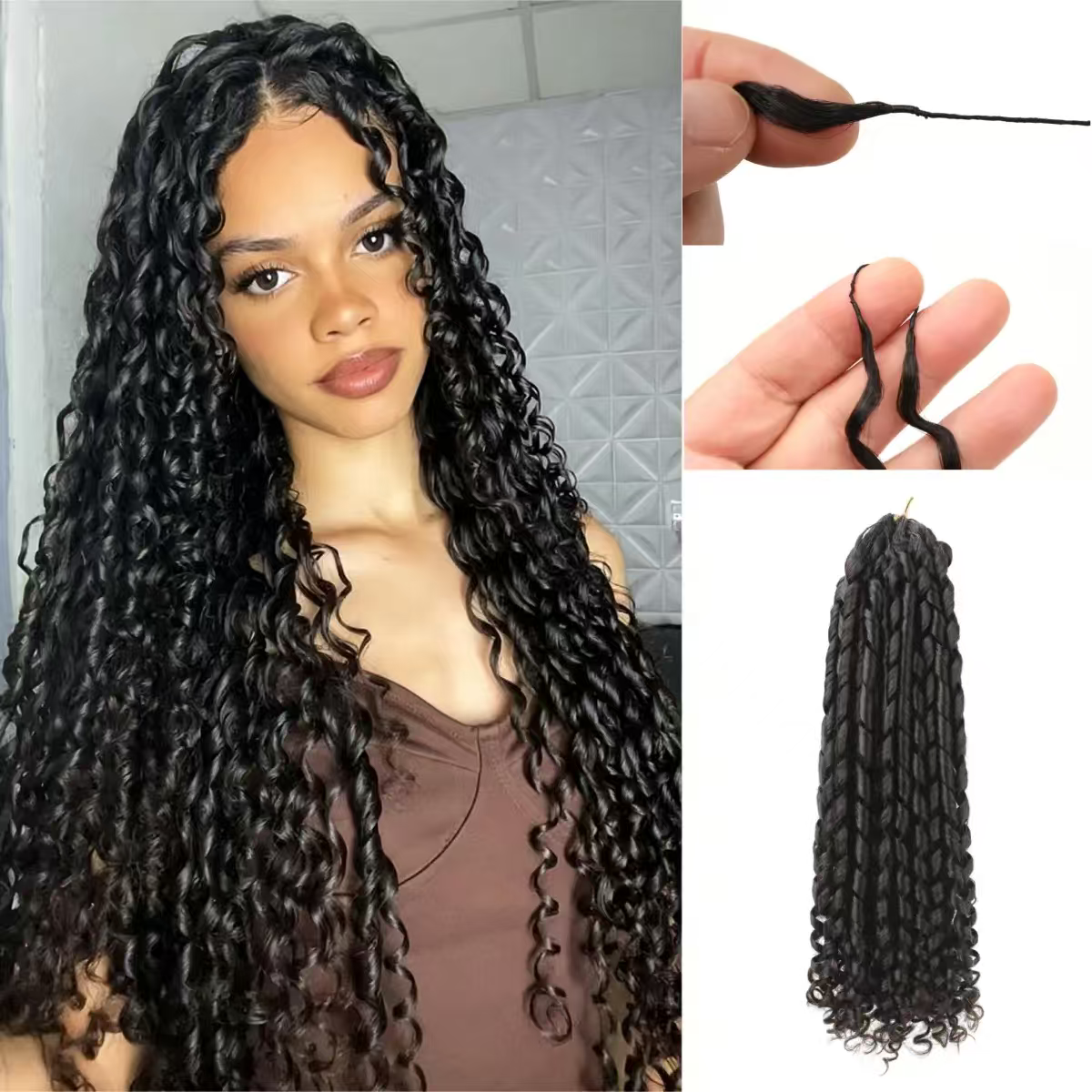 15A Small Spirals Curly Crochet 100% Human Hair Extensions Deep Pixie Curls Crochet Hair Pre Separated Knotless Miracle Knot Braids