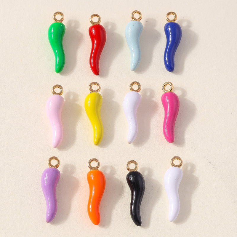 Leslie 10 pièces 19*5mm Mini breloques piments colorées effet goutte d'huile pour bracelets, colliers, boucles d'oreilles et accessoires de fabrication de bijoux DIY