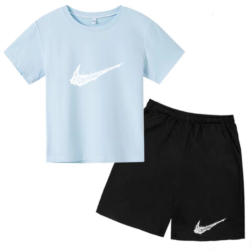 Ensemble deux pièces été blanc T-shirt + short pour enfants, nouvelle collection mode avec lettres, pour garçons et filles de 3 à 13 ans, ensemble décontracté sport à manches courtes