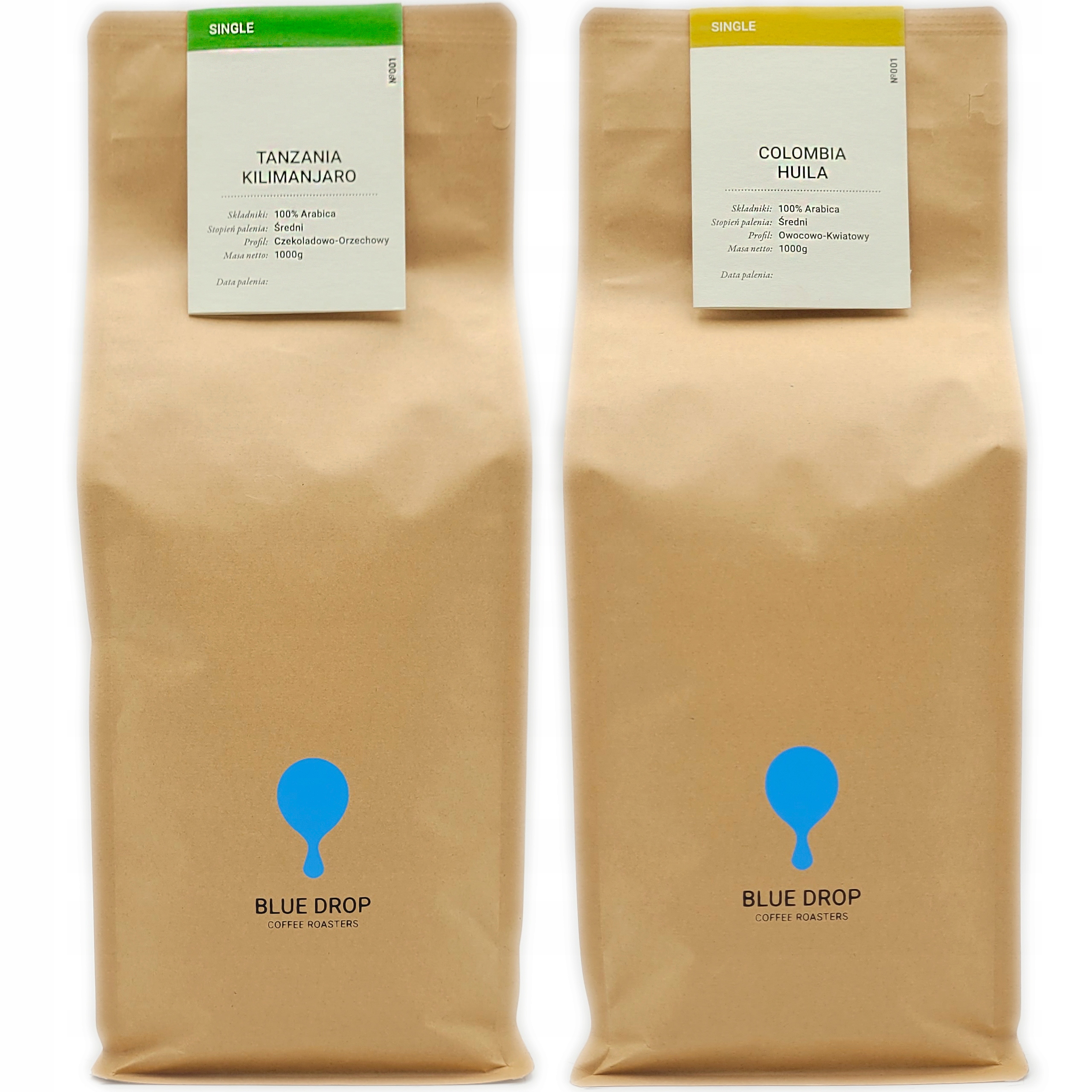 Kawa ziarnista 100% Arabica Kolumbia Huila 1kg Tanzania Kilimanjaro 1kg