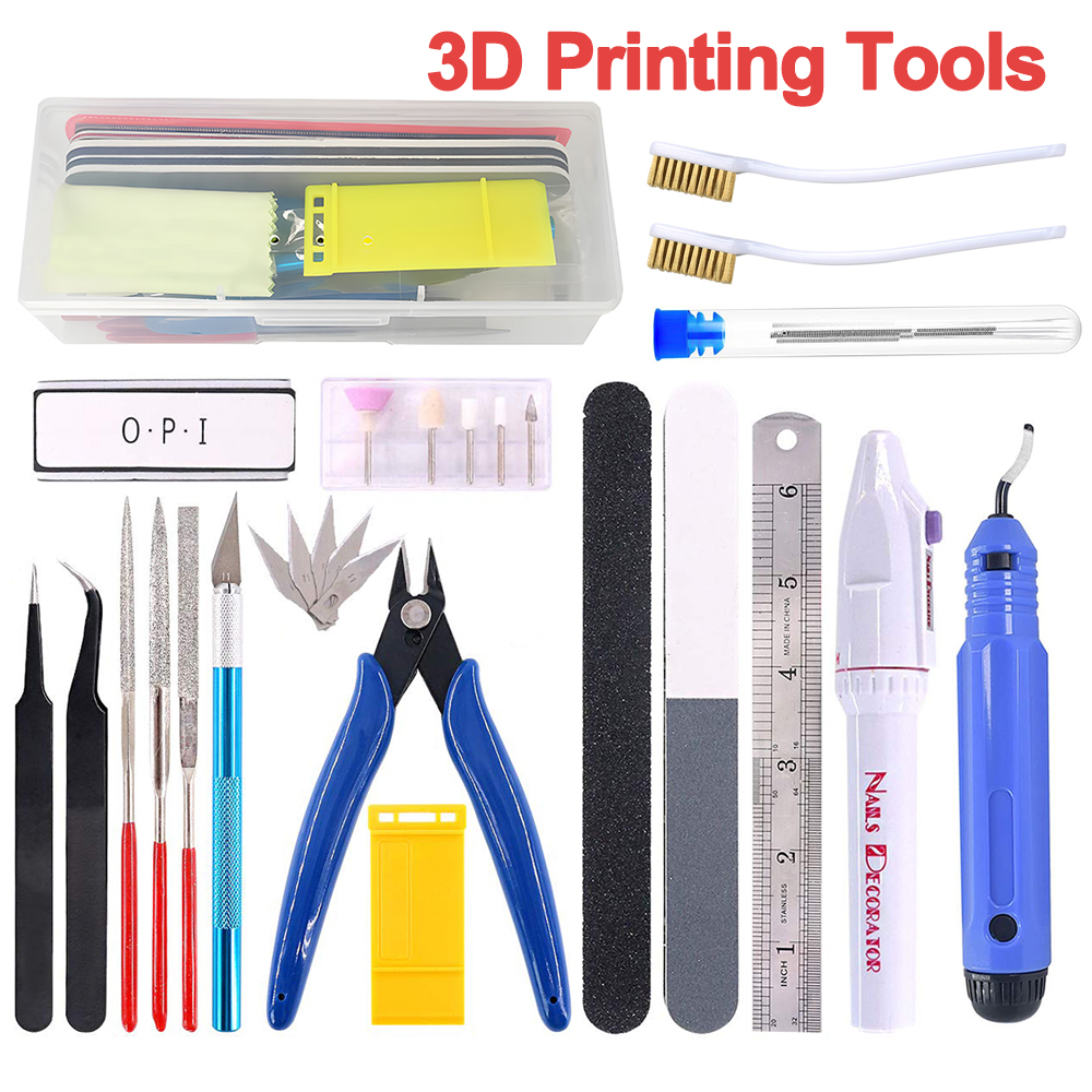 Kit de herramientas de impresora 3D de varios modelos, cuchillo de recorte, raspador, aguja de limpieza, pinzas, alicates, Kit de desbarbado, herramientas de impresión 3D DIY