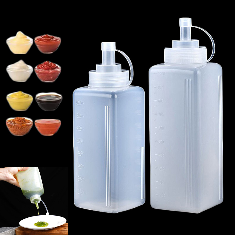 450-1000ml Bottiglia di condimento da spremere con coperchio Bottiglia di plastica da spremere Marmellata Insalata Medicazione Dispenser di stoccaggio Accessori da cucina