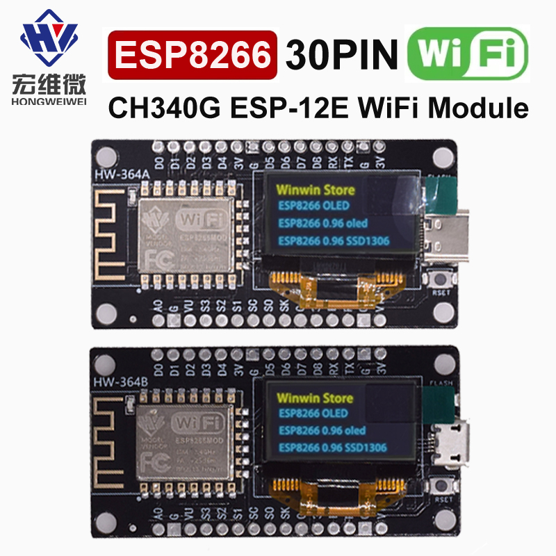 Placa de desarrollo NodeMCU ESP8266 con pantalla OLED de 0,96 pulgadas CH340G ESP-12E módulo WiFi TYPE-C USB para Arduino/Micropython