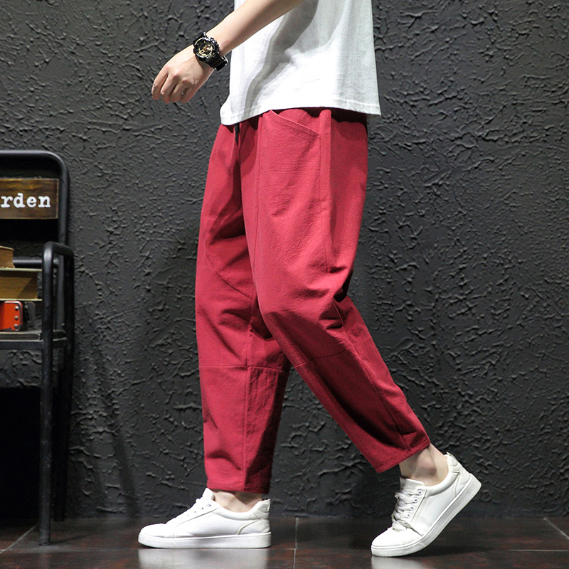 hosen herren sport herren hosen herren mode pants men jogginghosen 100% Baumwolle knöchel lange Hosen Sommer Freizeit hose Mann trend ige japanische lose Hosen Männer