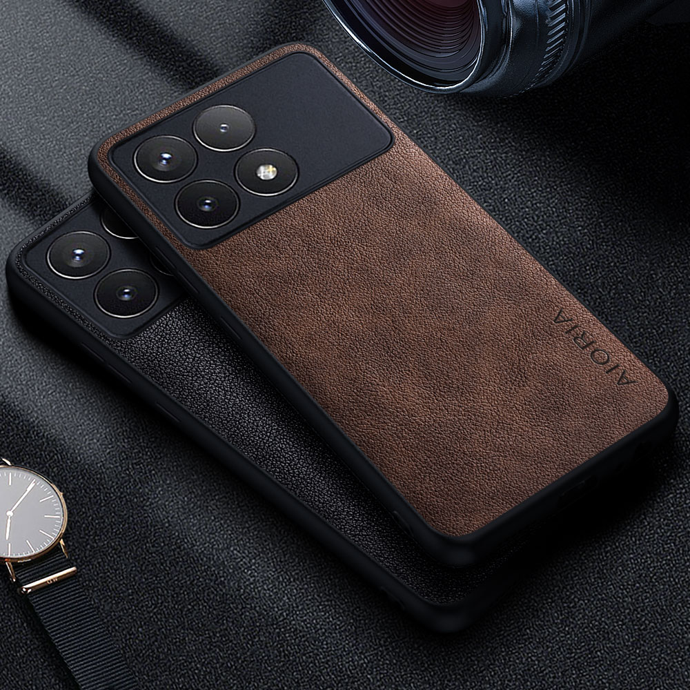 Casing ponsel kulit mewah Premium, pelindung warna polos gaya bisnis Retro untuk Xiaomi Poco X6 X5 X4 X3 Pro NFC X3 X4 GT 5G 4G