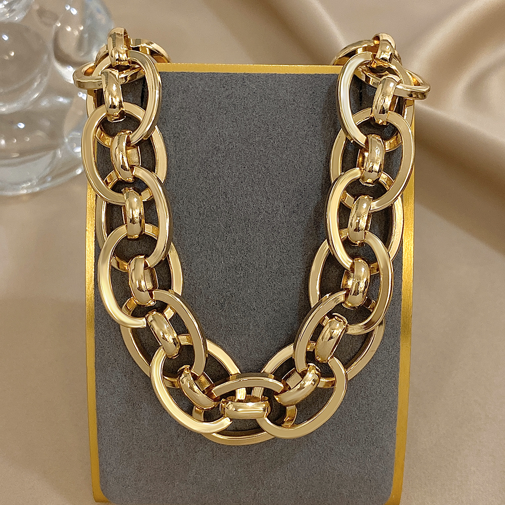 Flashbuy-collar de cadena gruesa y pesada Punk, Gargantilla de Metal de aleación torcida, accesorio de joyería de moda Unisex
