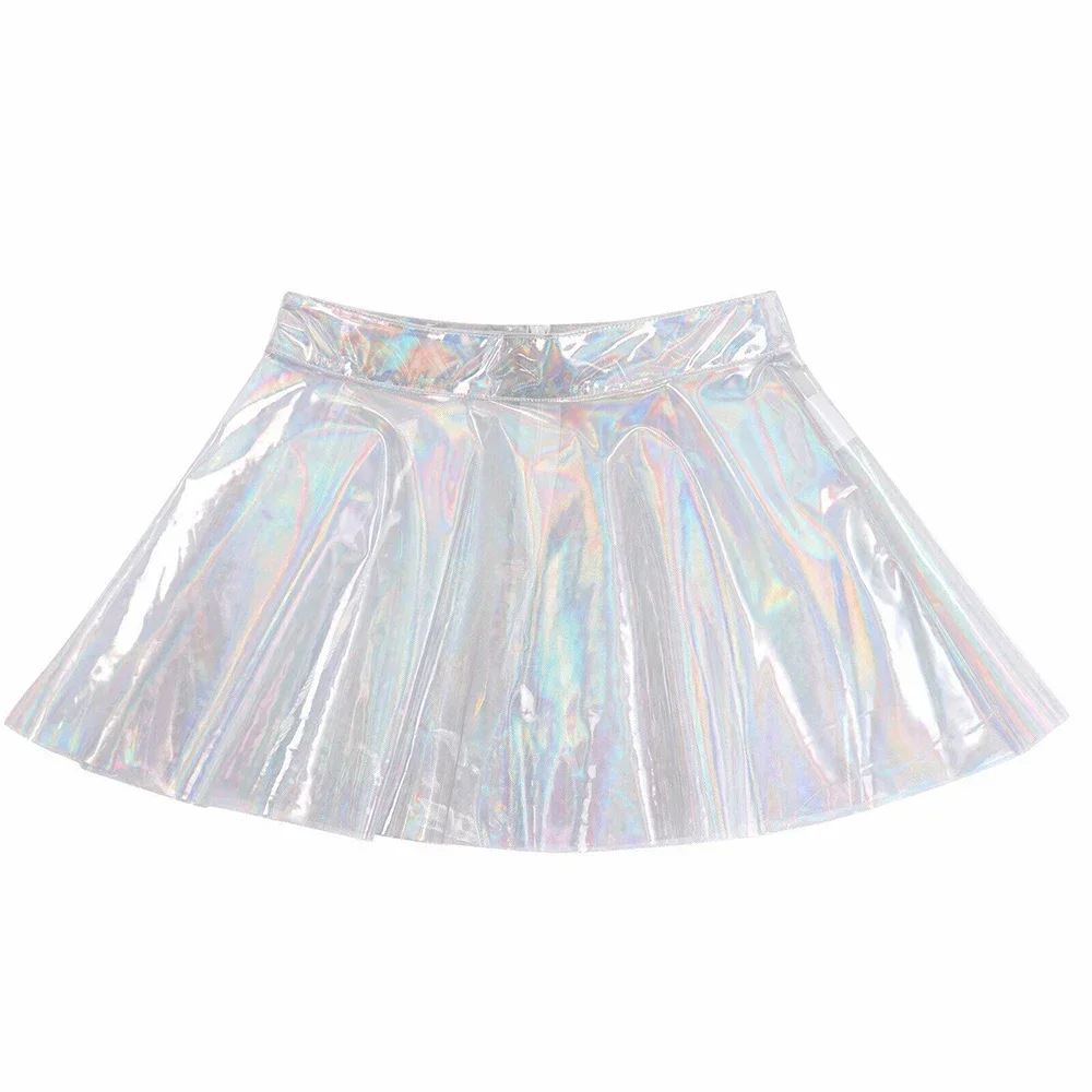 Faldas Mini falda de mujer 1 pieza Mini faldas plisadas ver a través de faldas Clubwear PVC transparente 100% nuevo