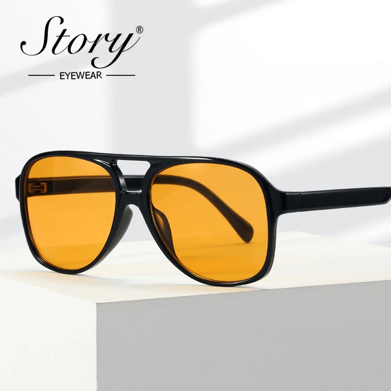 STORY Fashion Vintage Fashion pomarańczowe okulary przeciwsłoneczne pilotki kobiety mężczyźni marka projektant Retro żółw lotnictwo okulary przeciwsłoneczne UV400 S40032N