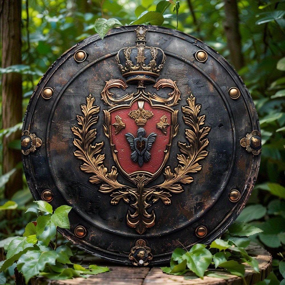 Art mural rond en aluminium Royal Knight, panneau métallique durable et facile à nettoyer pour la maison, le bureau, la décoration de bar, cadeau parfait pour les soldats