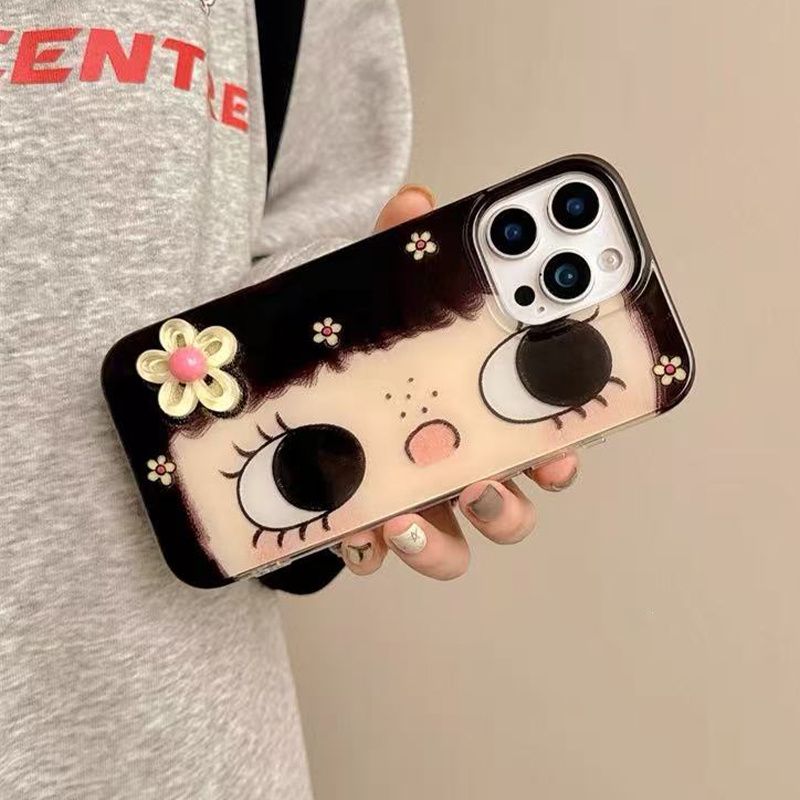 Custodia per PC |   Ragazza con occhi di fiore |   Accessori per fiori 3D |   Regalo migliore amico |   Adatto per iPhone 11 12 13 14 15 16 Pro Max