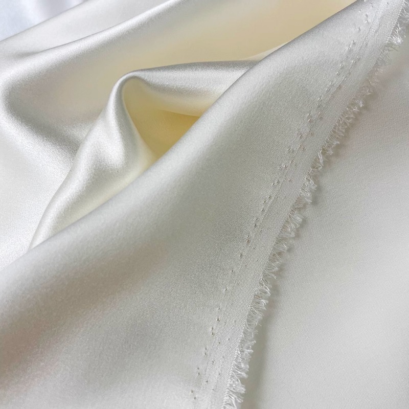 19 Mmi Witte Zijde Effen Crêpe Satijn 100% Moerbei Zijde Chinese Stijl Zijde Hoge Kwaliteit Kleding Stof Shirt Broek Jurk