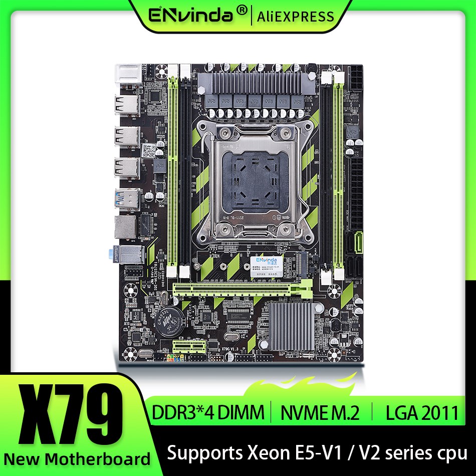 Placa-mãe ENVINDA X79 LGA 2011 USB2.0 SATA3 Suporte Memória REG ECC e Processador Xeon E5 4DDR3 PCI-E NVME M.2