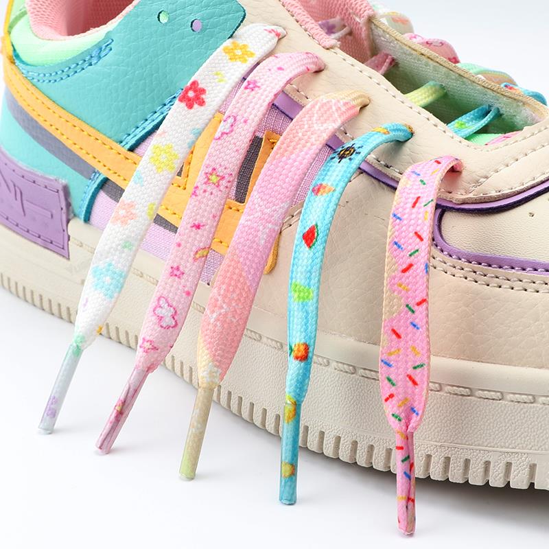 1 paio di lacci per scarpe da ginnastica con stampa lacci per scarpe piatte in tessuto di qualità lacci per ragazza alla moda per scarpe larghezza 0,8 cm 120/140/160 cm