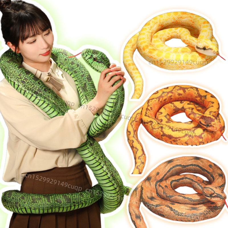 Künstliches Python-Plüschtier, lange Schlange, gelb, orange, grün, Python-Plüschtier, dekorieren Sie das Haus, Urlaubsdekorationen