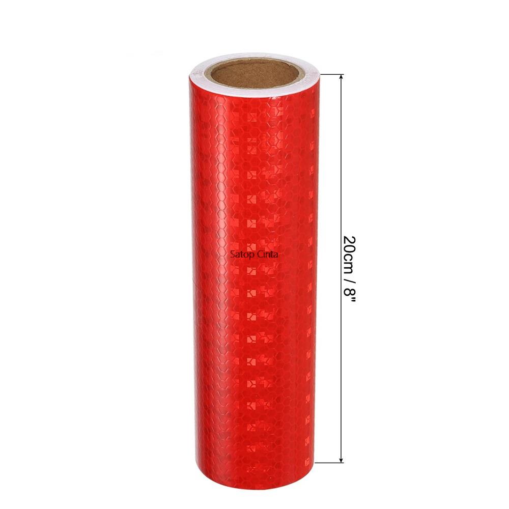 Bande réfléchissante rouge brillant 20cm x 5M, autocollant de décoration d'avertissement de sécurité, bande de protection réfléchissante, autocollants réflecteurs de moto