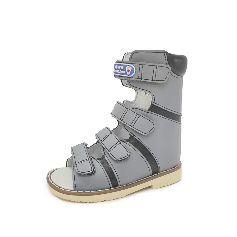 Ortoluckland enfant sandales filles garçons pied de club chaussures orthopédiques haut orteil plat chaussures en cuir pour enfants