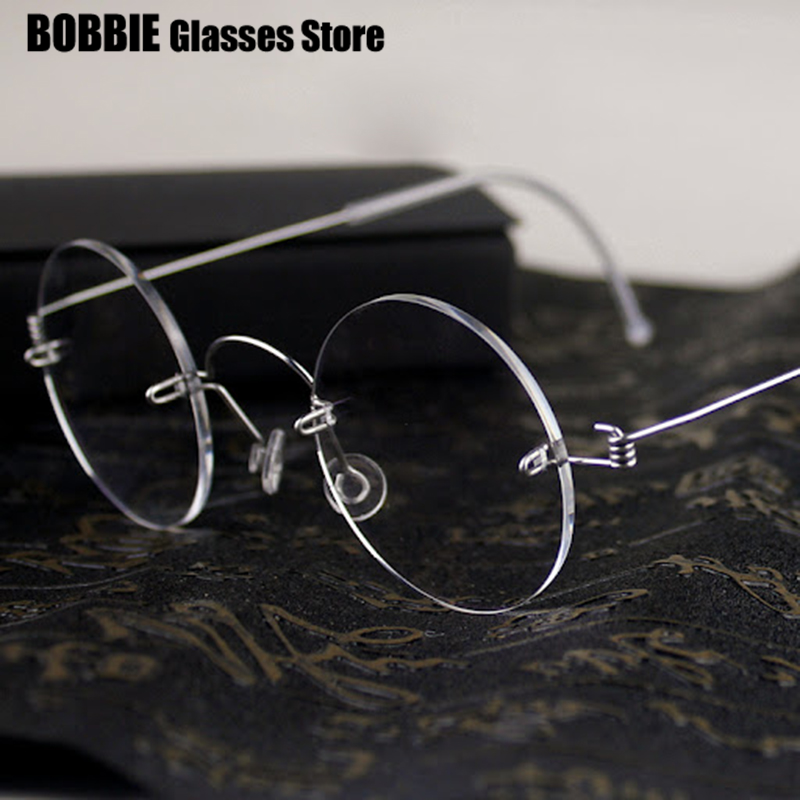 Monture de lunettes rondes ultralégères sans monture, titane pur, lunettes fines sans vis, lunettes de myopie, lentille de délinquants, marque danoise