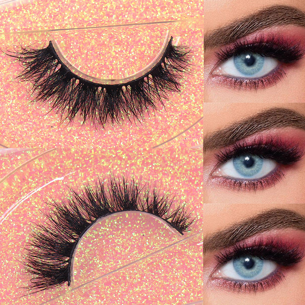 LEHUAMAO Maquiagem Kurze natürliche Nerzwimpern, flauschige, wispy Wimpern, Volumen 12 mm-15 mm, falsche Wimpern, Wimpernverlängerung, Make-up