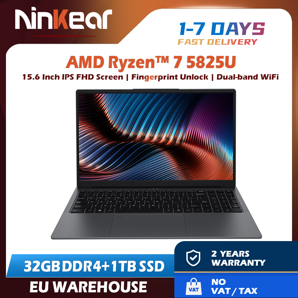 Ninkear A15 Plus Gaming  Laptop AMD Ryzen™ 7 5825U 4.5Ghz 15.6' FHD IPS 32GB DDR4 1TB SSD Backlit Keyboard Fingerprint Unlock