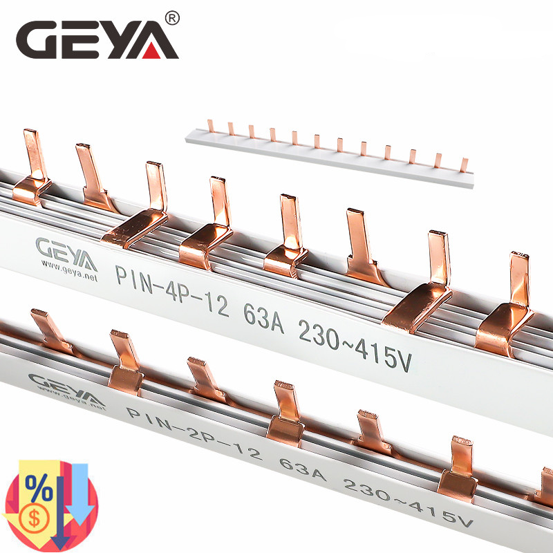 Медная шина GEYA типа Pin & Fork 1,4 мм для автоматических выключателей, 12-контактный разъем MCB, соединительная шина 1А-63А, 1P 2P 3P 4P